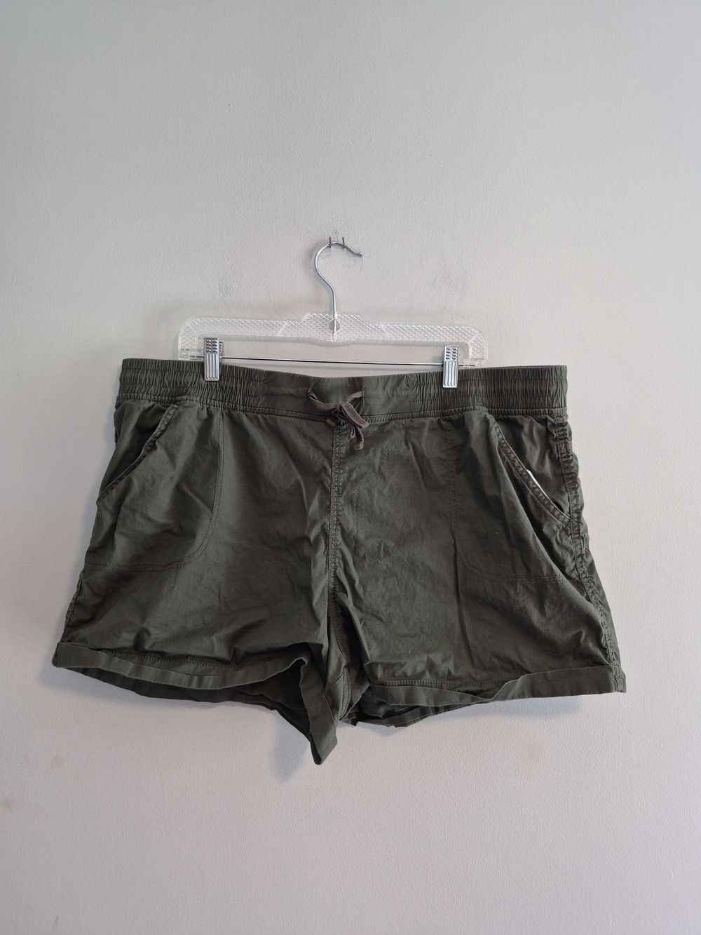 George Xxl Olive Green Drawstring Canvas Shorts With Pockets